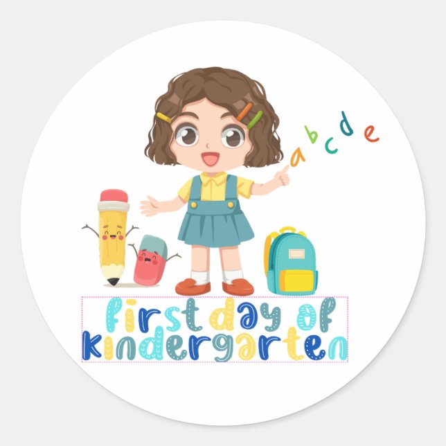 Sticker Rond Premier jour de maternelle (Devant)