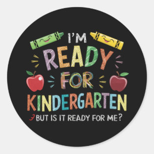 Sticker Rond Premier jour de maternelle pour les enfants, retou