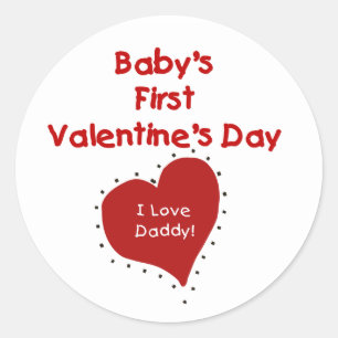 Sticker Rond Premier jour de Valentines du coeur I de papa