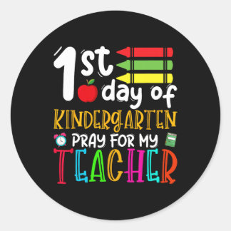 Sticker Rond Premier Jour D'Enfance Priez Pour Mon Professeur D
