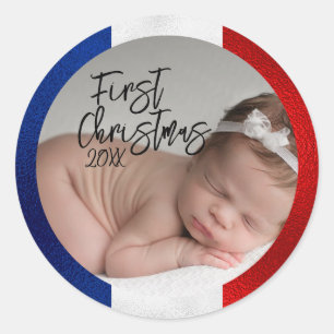 Sticker Rond Premier Noël de bébé français 