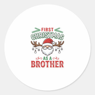 Sticker Rond Premier Noël en tant que frère Santa Gnome