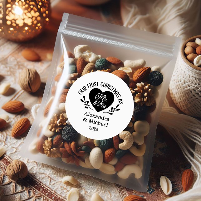 Sticker Rond Premier Noël en tant que M. et Mme (Créateur téléchargé)