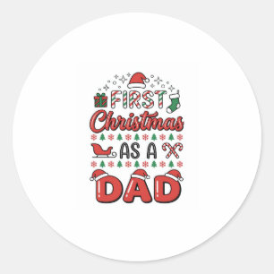 Sticker Rond Premier Noël Papa Fête