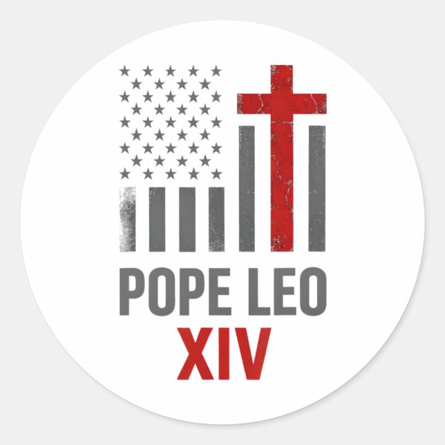 Sticker Rond Premier Pape américain Leo Xiv Catholique Hommes R (Devant)