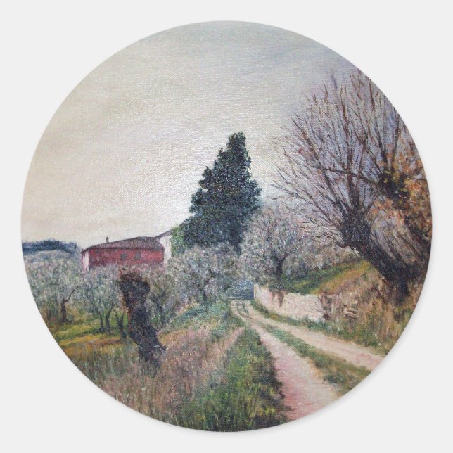 Sticker Rond PREMIER PRINTEMPS EN GOUVERNALAIS / Paysage Toscan (Devant)
