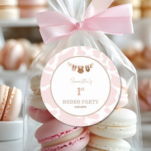 Sticker Rond Premier Rodéo Vacheresse Rose Anniversaire Occiden