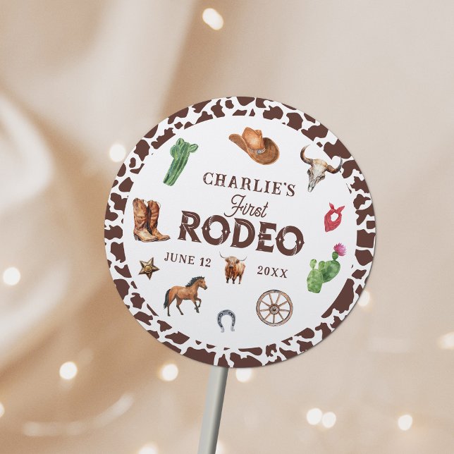 Sticker Rond Premier Rodeo Western Boy 1er anniversaire (Créateur téléchargé)