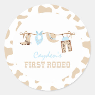 Sticker Rond Premier Rodeo Western Cowboy 1er anniversaire