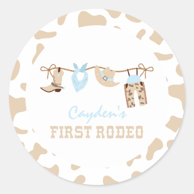 Sticker Rond Premier Rodeo Western Cowboy 1er anniversaire (Devant)