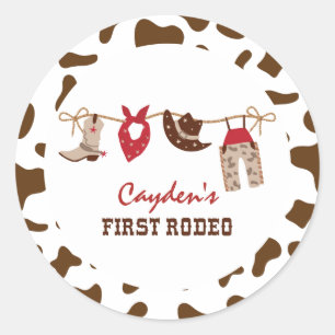 Sticker Rond Premier Rodeo Western Cowboy 1er anniversaire