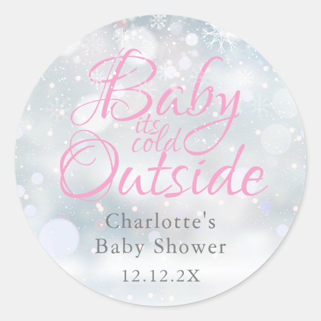 Sticker Rond Premier Snowflakes Baby son baby shower extérieur  (Devant)