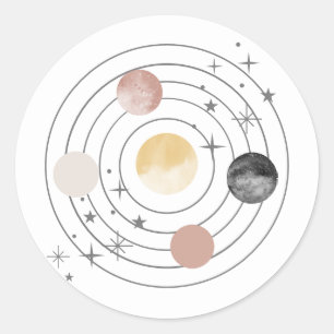 Sticker Rond Premier Voyage Autour De L'Espace Soleil