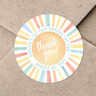 Sticker Rond Premier Voyage Autour Du Soleil 1Er Anniversaire