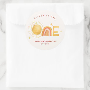 Sticker Rond Premier Voyage Autour Du Soleil   1er anniversaire