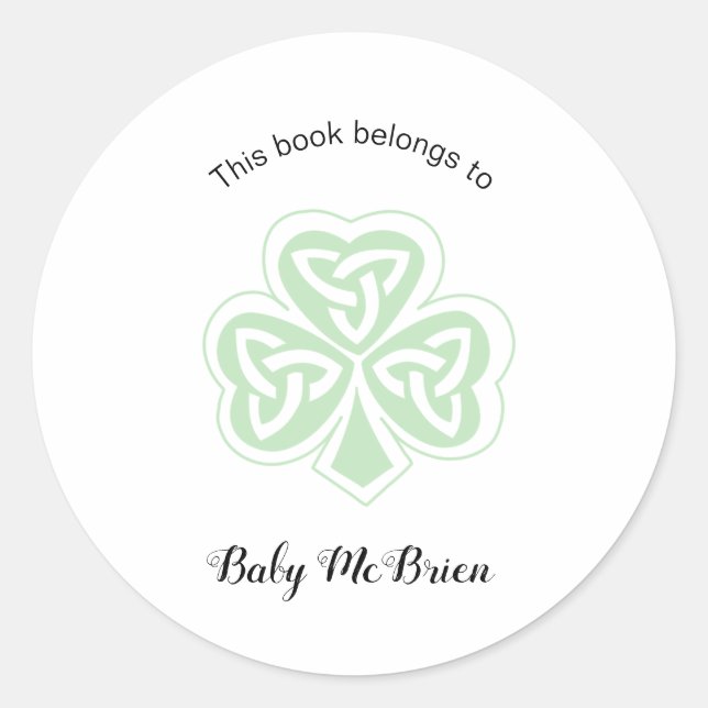 Sticker Rond Première bibliothèque pour bébé Shamrock irlandais (Devant)