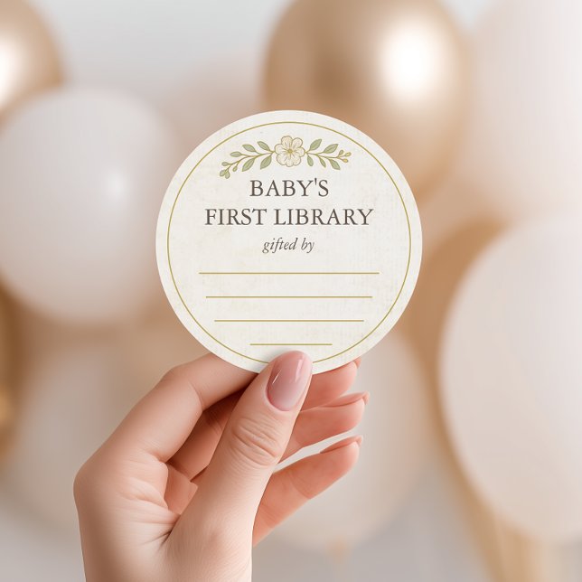 Sticker Rond Première bibliothèque pour bébés Notre prochain ch (Baby's First Library, Our next chapter, A New Chapter Begins, Baby Shower Storybook, Books for Baby)