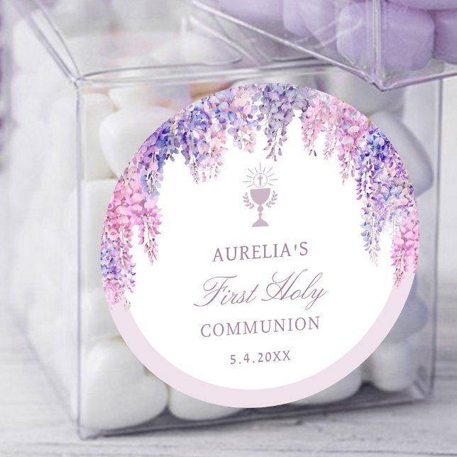 Sticker Rond Première communion de l'arc Lilac Wisteria (Créateur téléchargé)