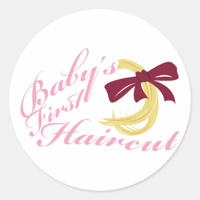 Sticker Rond Première coupe de cheveux du bébé (Devant)