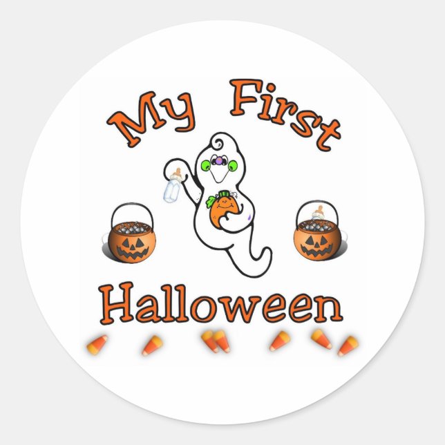 Sticker Rond Première Halloween du bébé (Devant)
