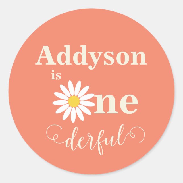 Sticker Rond Première marguerite d'anniversaire du bébé (Devant)