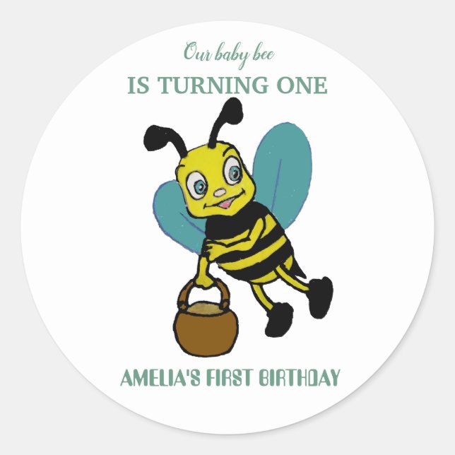 Sticker Rond Première naissance personnalisée 1ère fête d'anniv (Devant)