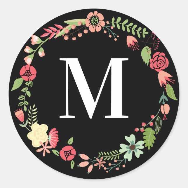 Sticker Rond Première personnalisation de la couronne florale (Devant)