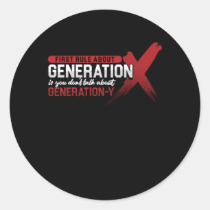 Sticker Rond Première règle À propos de Génération X Génération