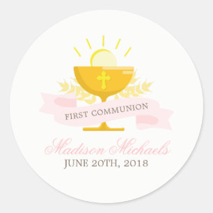 Sticker Rond Première sainte communion des filles
