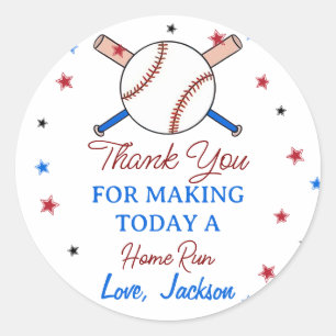 Sticker Rond Premières fêtes de baseball Merci Tags
