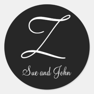 Sticker Rond Premiers noms et Dernier Monogramme blanc initial 