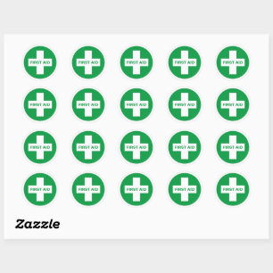 Sticker Rond Premiers secours (Croix Blanche) - Ambulance, Aide