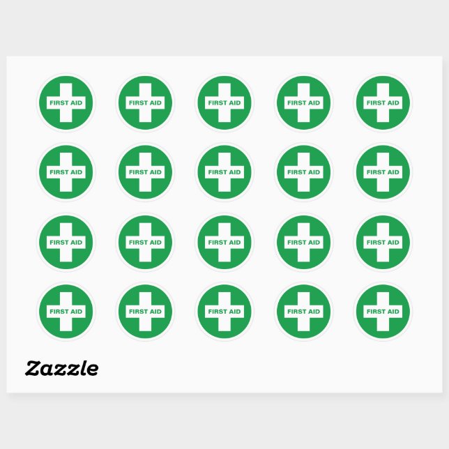 Sticker Rond Premiers secours (Croix Blanche) - Ambulance, Aide (Feuille)
