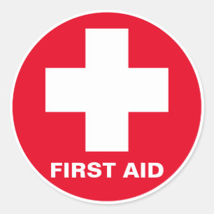 Sticker Rond Premiers soins - Médic (cross) - Ambulance, Aide d