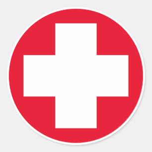 Sticker Rond Premiers soins - Médic (cross) - Ambulance, Aide d