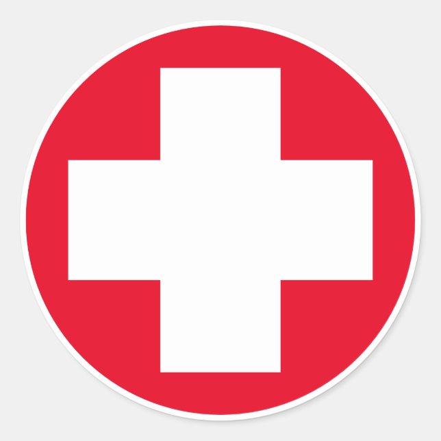 Sticker Rond Premiers soins - Médic (cross) - Ambulance, Aide d (Devant)