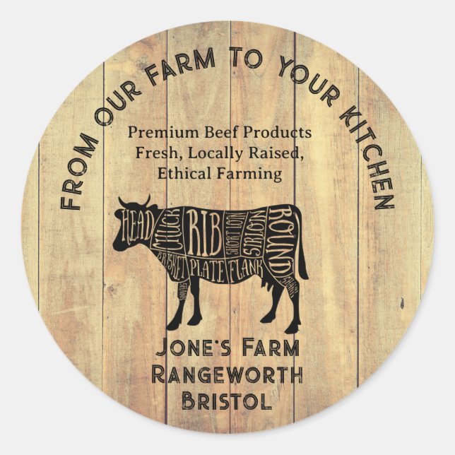Sticker Rond Premium Beef Farmer & Cattle Meat Business Card –  (Devant)