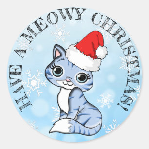 Sticker Rond Prenez des fêtes de Noël Meowy