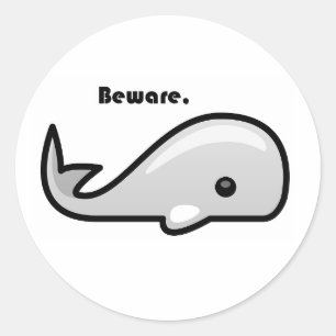 Sticker Rond Prenez garde de la bande dessinée de baleine