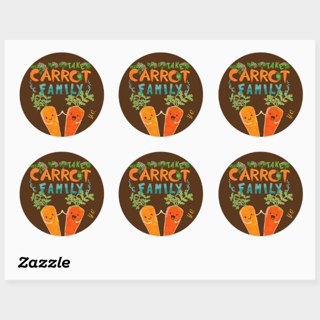 Sticker Rond Prenez la famille Carrot | Jeu de devis motivation (Feuille)