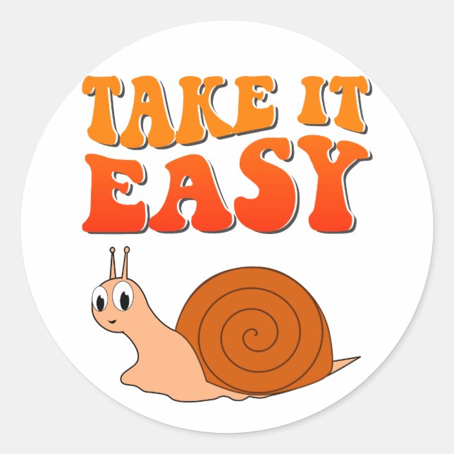 Sticker Rond Prenez-le facilement mignon Cartographie Snail Tex (Devant)