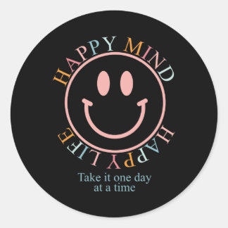 Sticker Rond Prenez-Le Un Jour À La Fois Rétro Santé Mentale Su