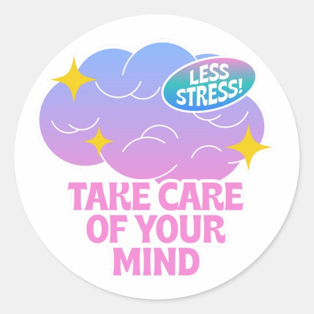 Sticker Rond Prenez soin de votre esprit - Tête mentale motivat (Devant)