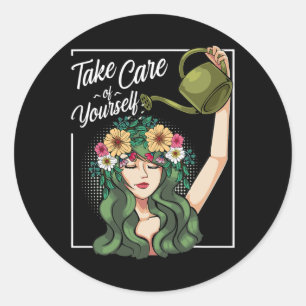 Sticker Rond Prenez soin de vous-même Amour Corps Ment Positif