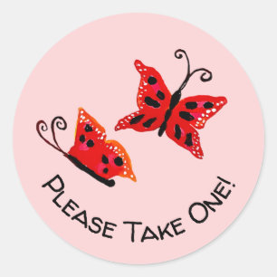 Sticker Rond Prenez Un Baby shower Rose Papillon Privilégié