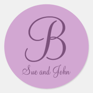 Sticker Rond Prénoms et Dernier Mauve initial B
