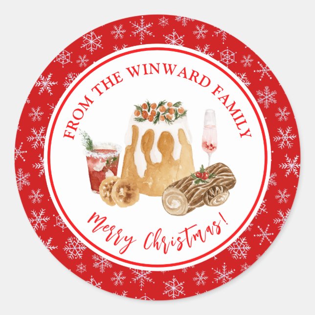 Sticker Rond Préparation de Noël : Pouding de Noël (Devant)