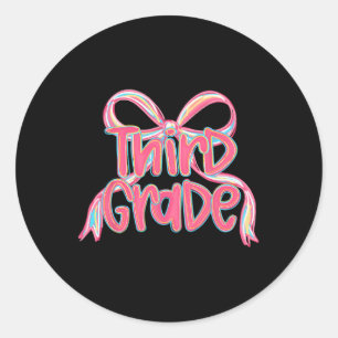 Sticker Rond Préparation pour la rentrée scolaire 3e année Rose