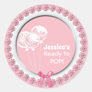 Sticker Rond Préparez pour sauter la faveur rose de baby showe