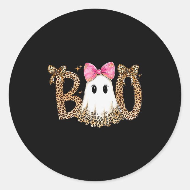 Sticker Rond Preppy Ghost Boo,leopard Soky Coquette,halloween F (Devant)